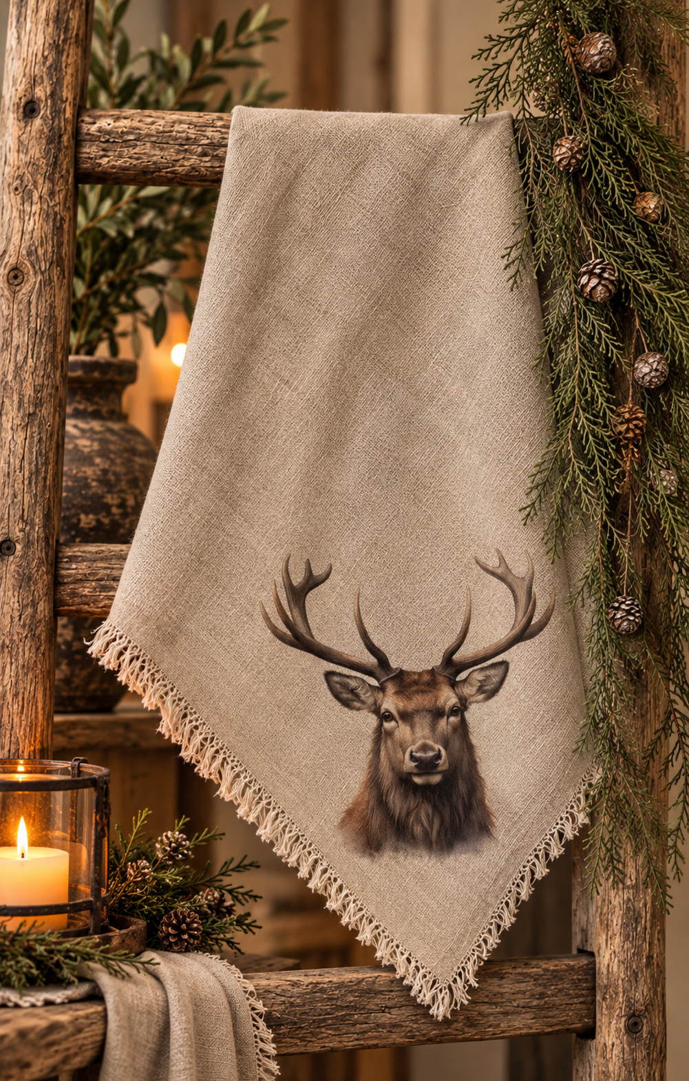 Landelijk Shabby Doek – Hert 🦌🤎