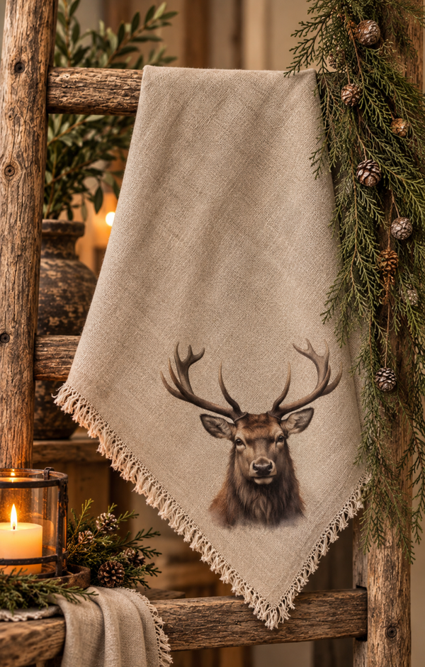 Landelijk Shabby Doek – Hert 🦌🤎