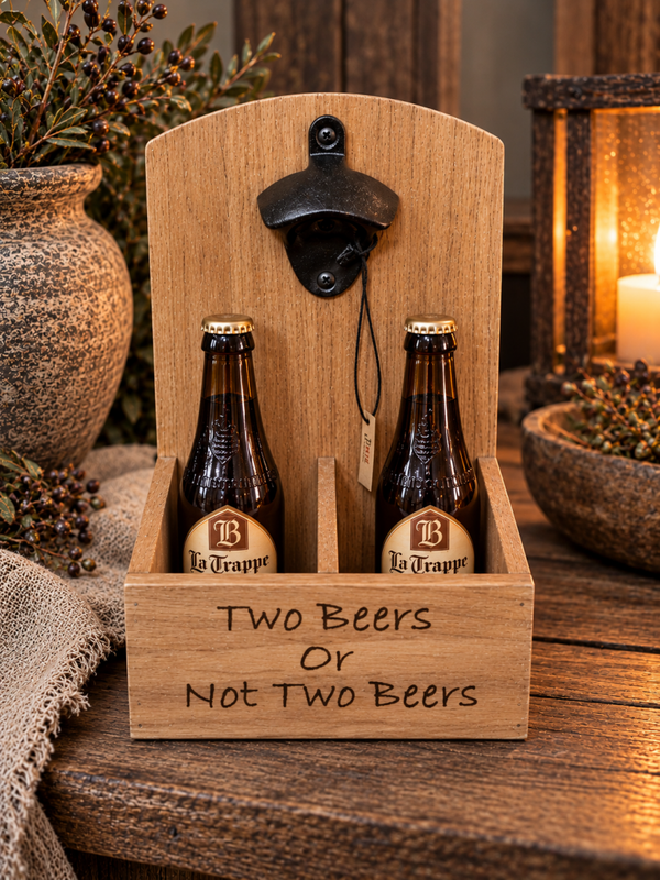 Houten bierhouder met flesopener