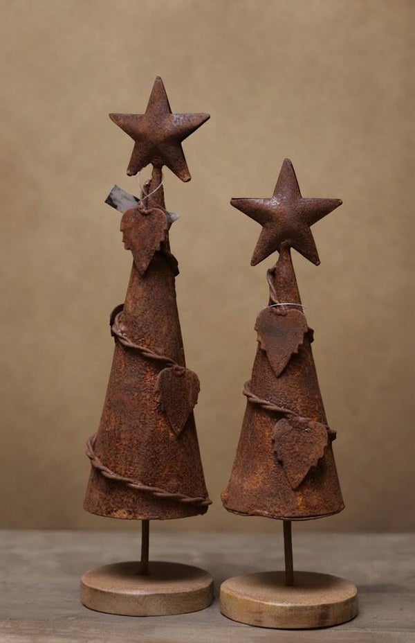 Roestige Kerstboom met Ster en Blad