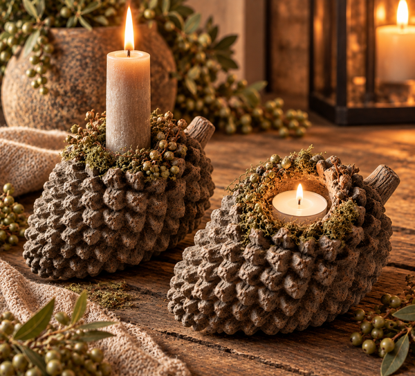 Decoratieve dennenappel kandelaar  🤎
