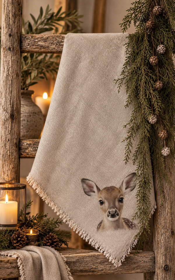 Landelijk Shabby Doek – Lief Hertje 🦌🤎
