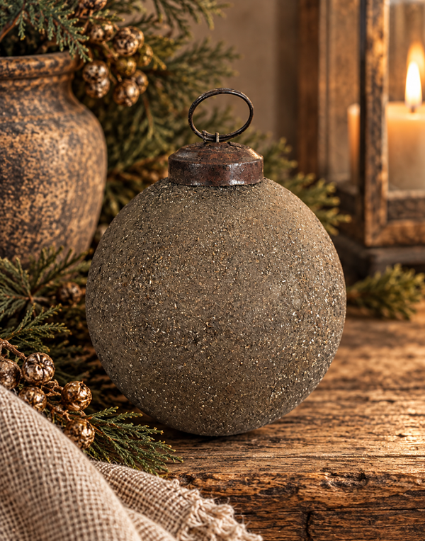 Landelijke kerstbal met structuur – 10 cm