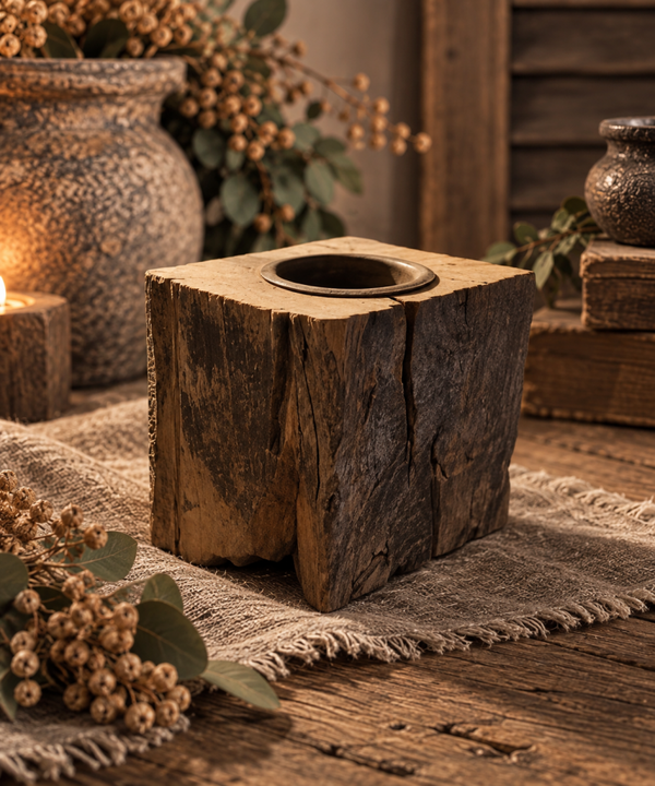 Houten kandelaar – uniek exemplaar