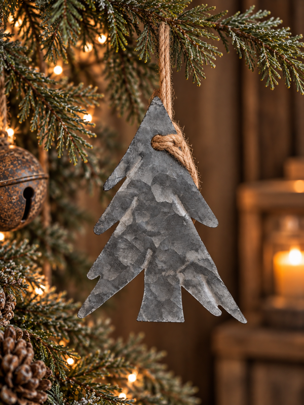 Stijlvolle Zinken Kerstboom Hanger