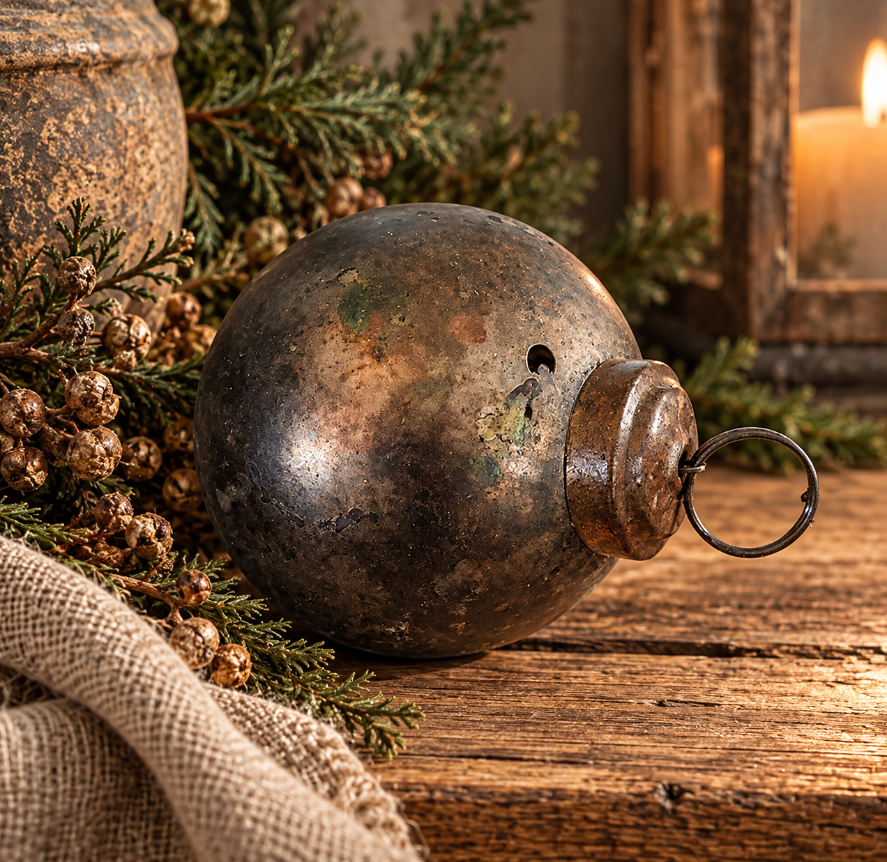 verweerde glazen kerstbal 8 cm