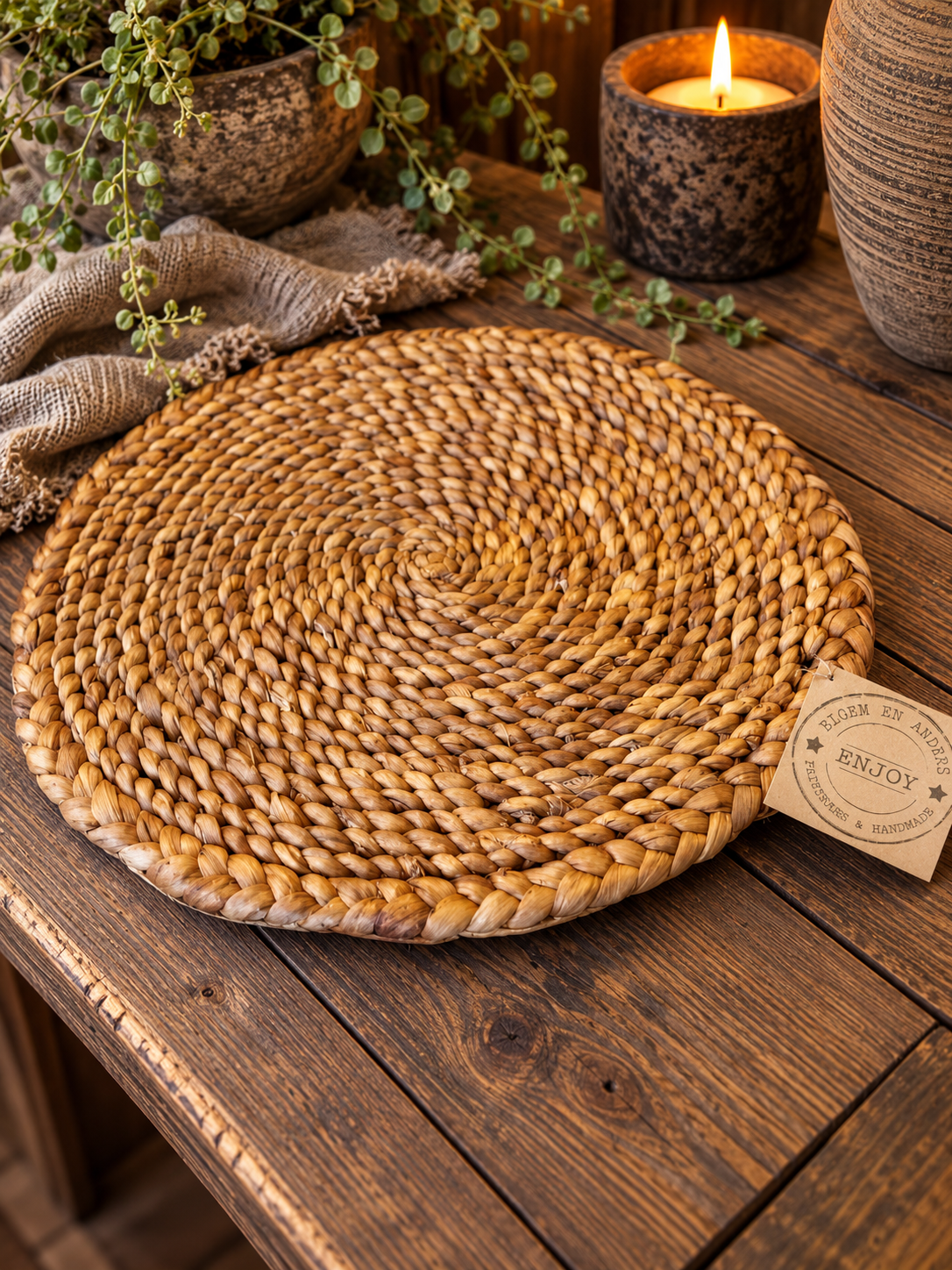 Ronde gevlochten placemat