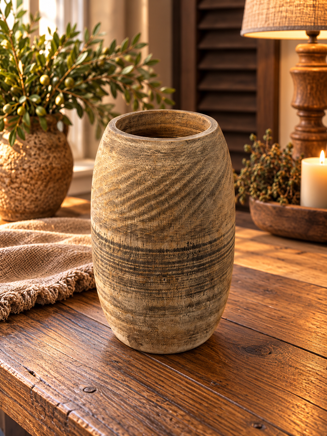 Stoere Landelijke Houten Pot 🤎