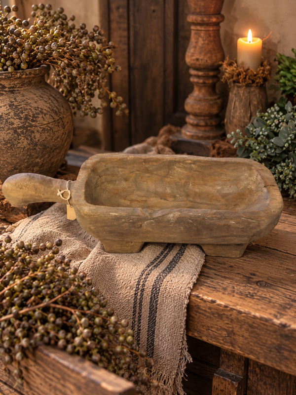 Authentieke Houten Trog met Handvat