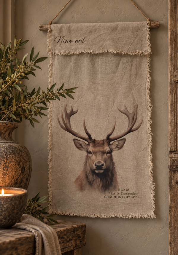 Shabby wanddoek met rendier – Nino Art