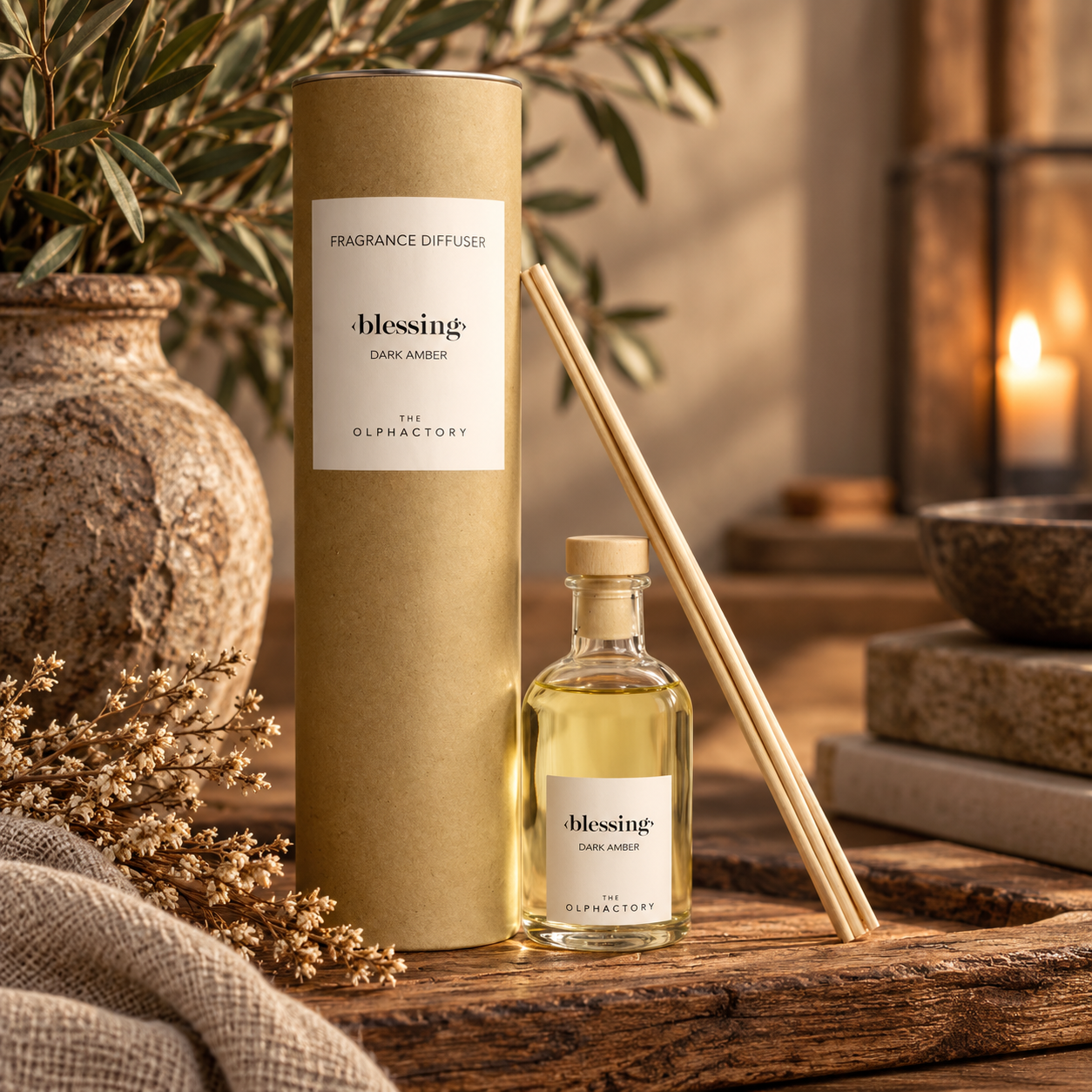 The Olphactory Luxe Geurstokjes Fragrance Diffuser 100 ml - Blessing, Dark Amber