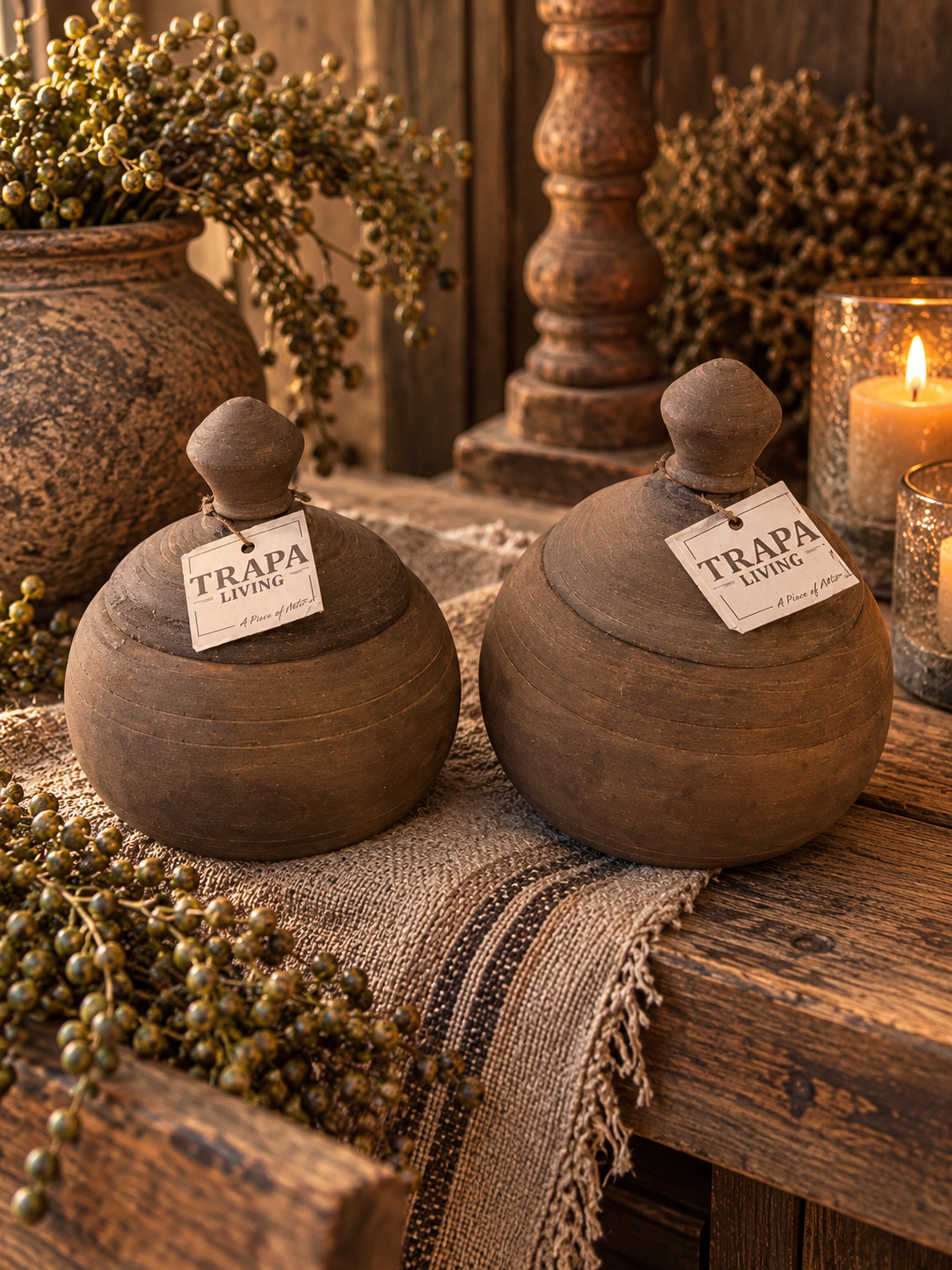 Landelijke Decoratiepotten met Deksel – Set van 2