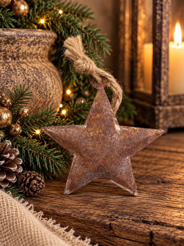 Metalen ster hanger – roest & zilver