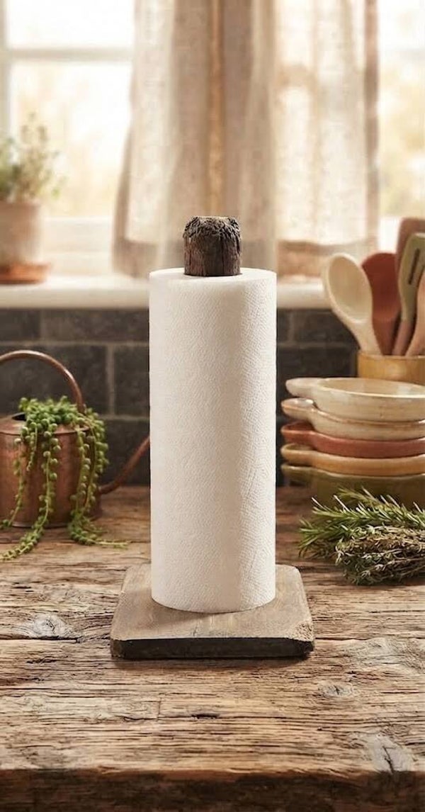 Stoer Landelijk Houten Keukenrolhouder (Vrijstaand)