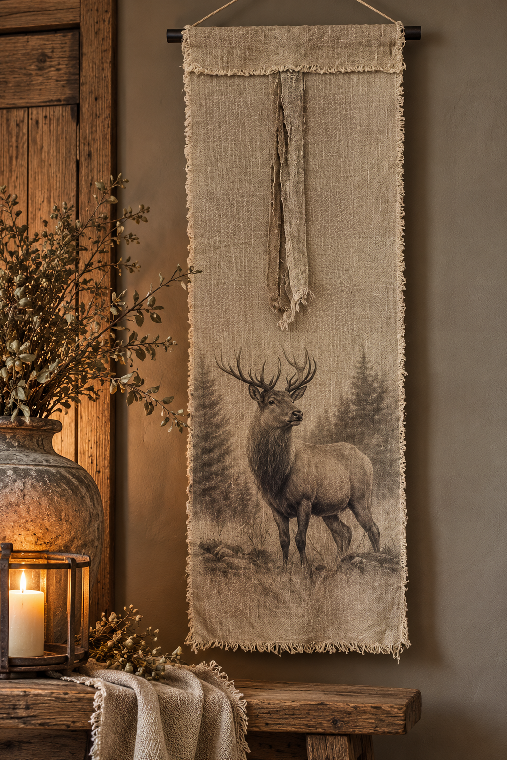 Stoer Landelijk Wanddoek – Hert