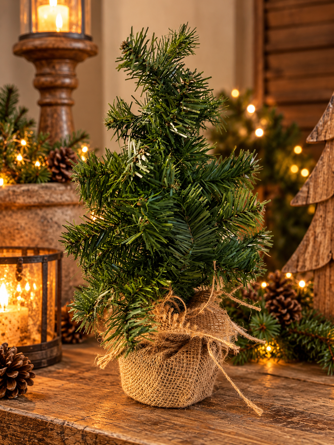 Landelijk Kerstboompje met Jute Voet 🤎