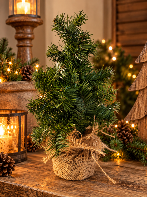 Landelijk Kerstboompje met Jute Voet 🤎