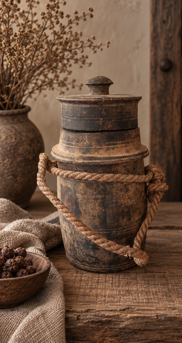 Authentieke Nepalese pot met deksel