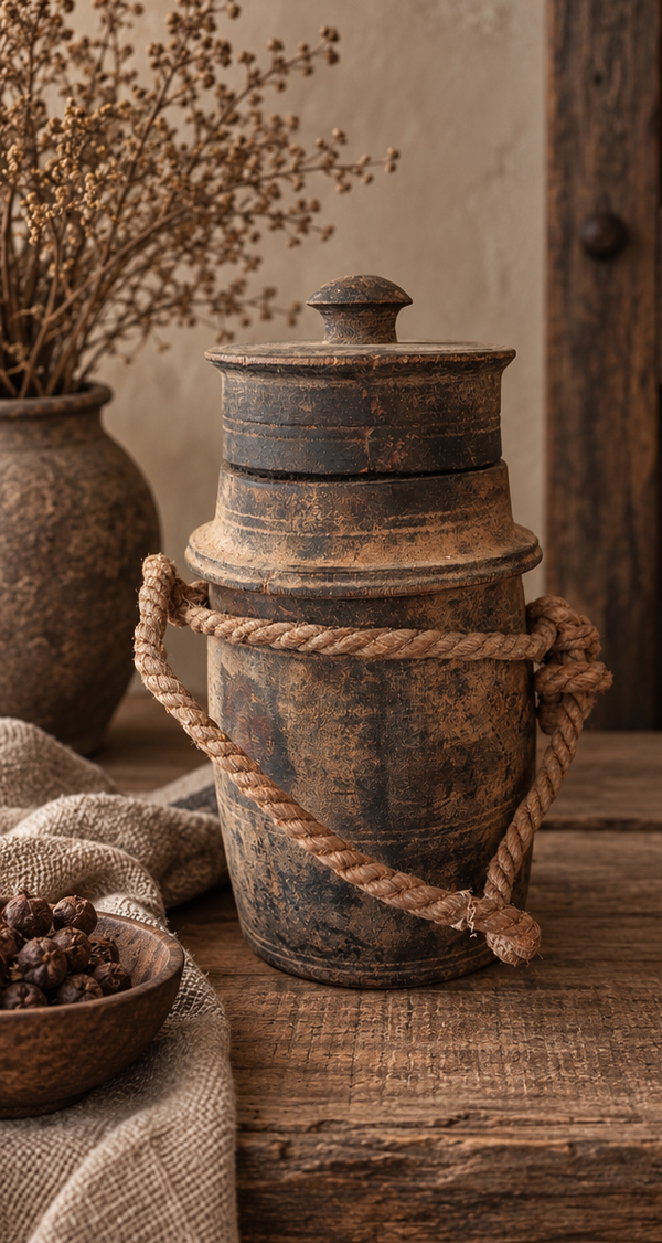 Authentieke Nepalese pot met deksel