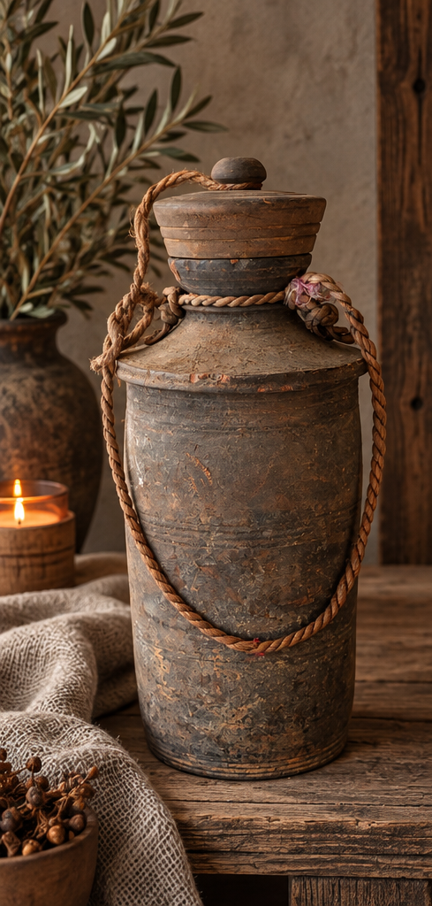 Authentieke Nepalese pot met deksel