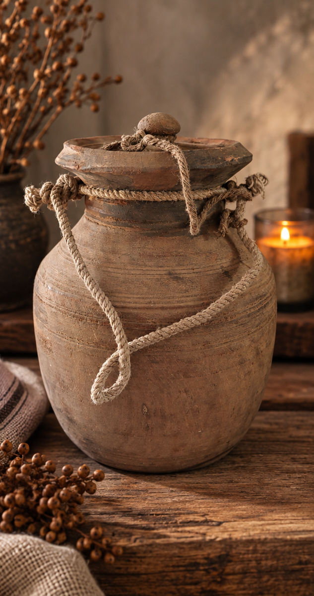 Authentieke Nepalese pot met deksel