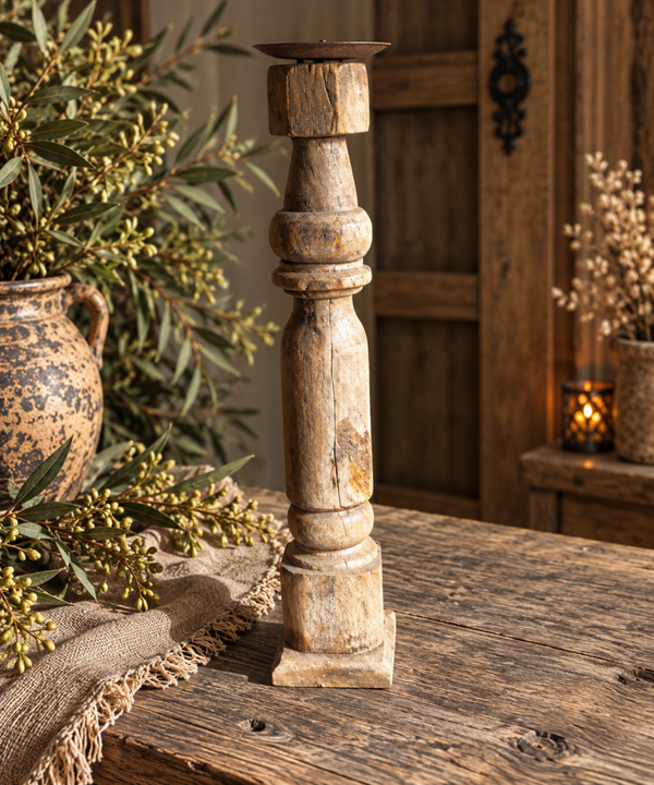 Landelijke houten kandelaars – uniek & doorleefd