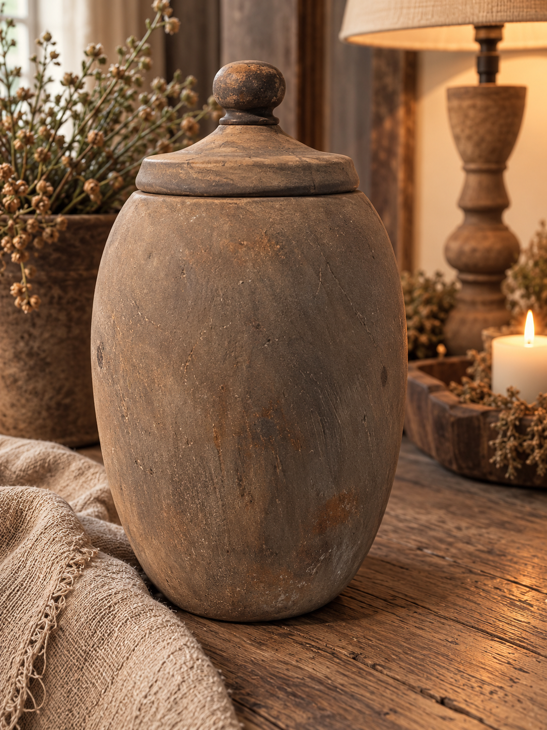 Houten pot met deksel – Stoer landelijk