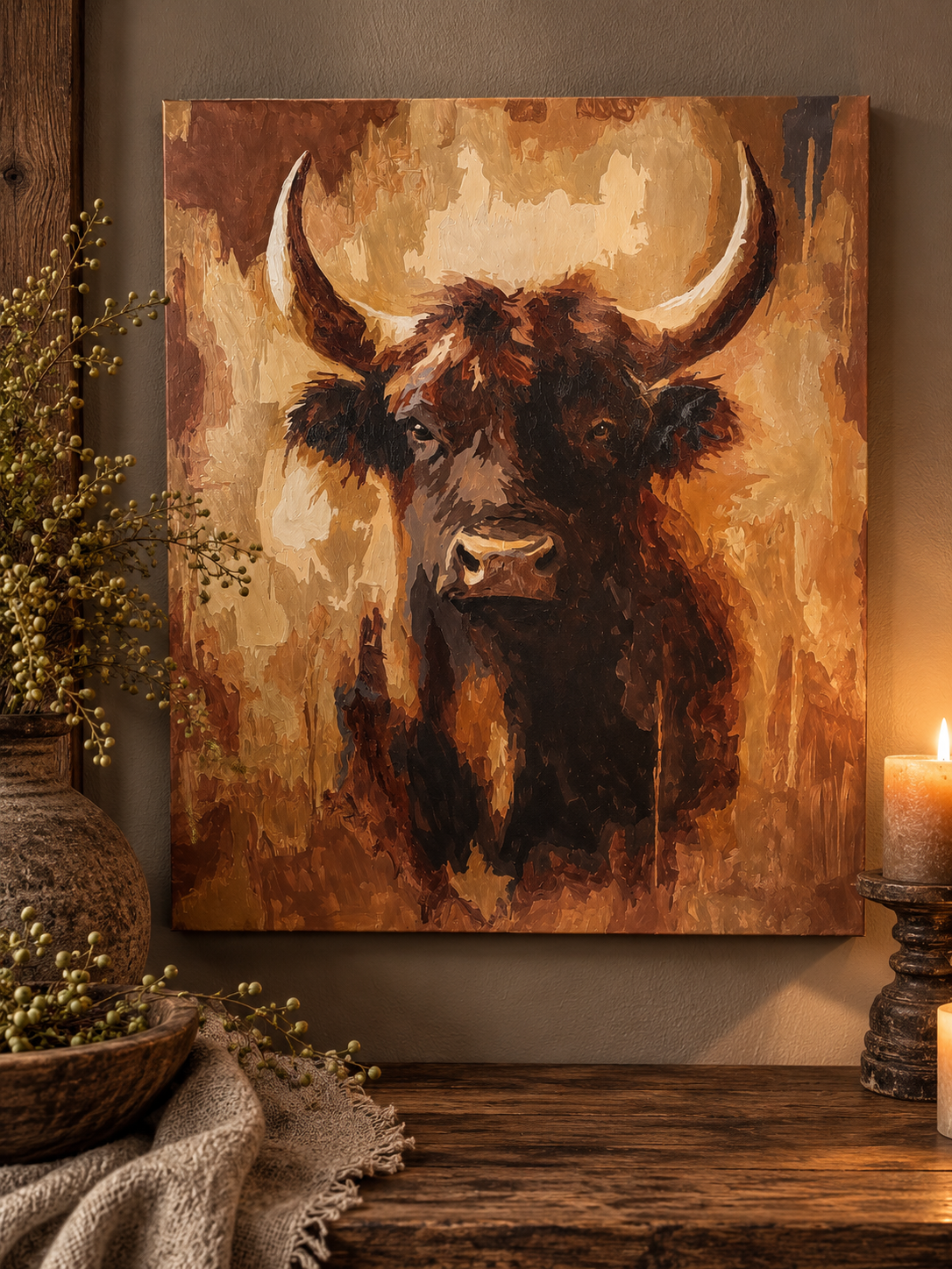🐂 Handgeschilderde canvas – Hooglander