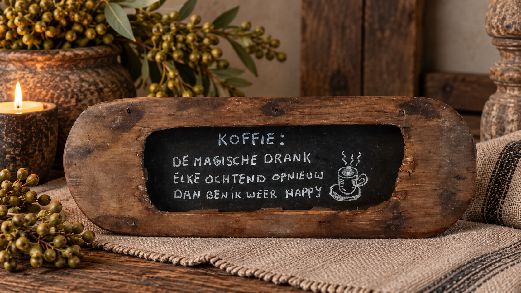 Landelijk houten tekstbord