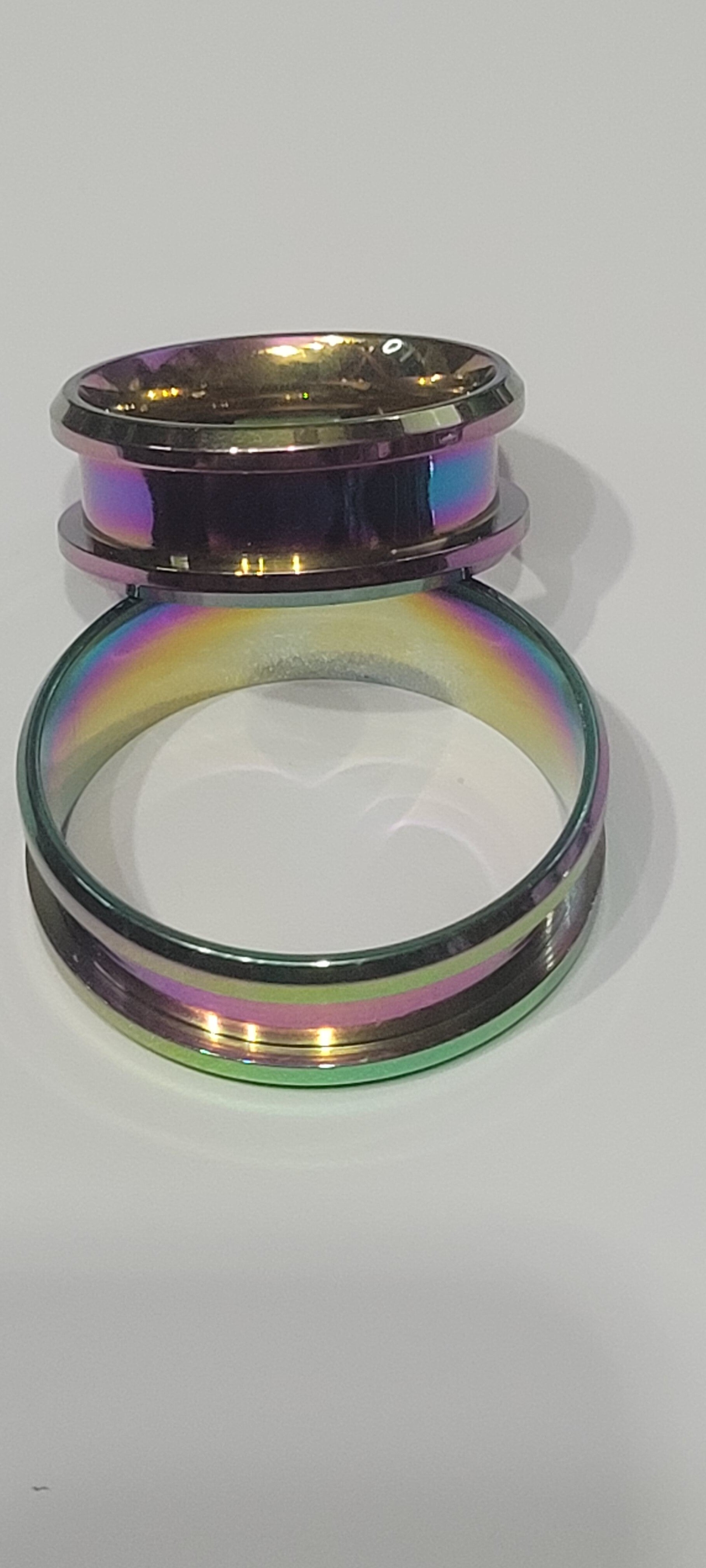 Black rainbow colored plated rings custimisable