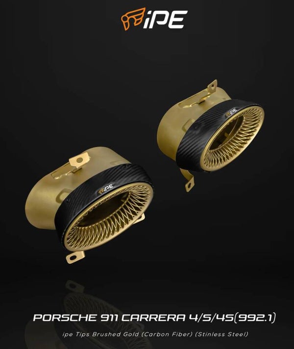 IPE INNOTECH PERFORMANCE EXHAUST UITLAAT TIPS " GOUD " PORSCHE 992.1 / 992.2 CARRERA MODELLEN
