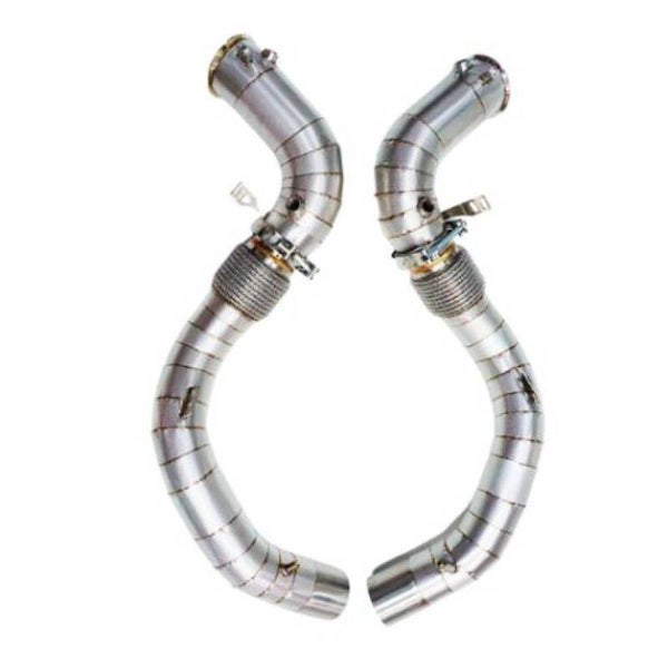 SPORTUITLAAT DOWNPIPES ZONDER KAT HEATSHIELD BMW M8 & M8 COMPETITION 4.4L BI TURBO " OPF MODEL "