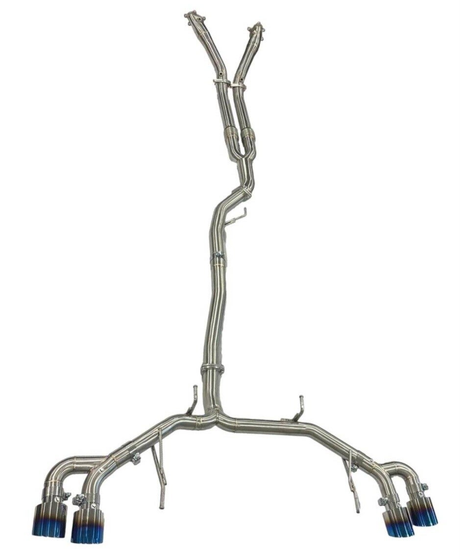 RVS KOMPLEET STRAIGHT PIPE SYSTEEM TITANIUM BLAUWE EINDTIPS NISSAN GTR-R35