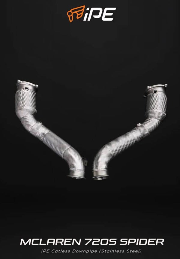 IPE INNOTECH PERFORMANCE EXHAUST RVS DOWNPIPES CATLES / DECAT INCLUSIEF HEATSHIELD MCLAREN 720S COUPÉ - SPIDER 2017+