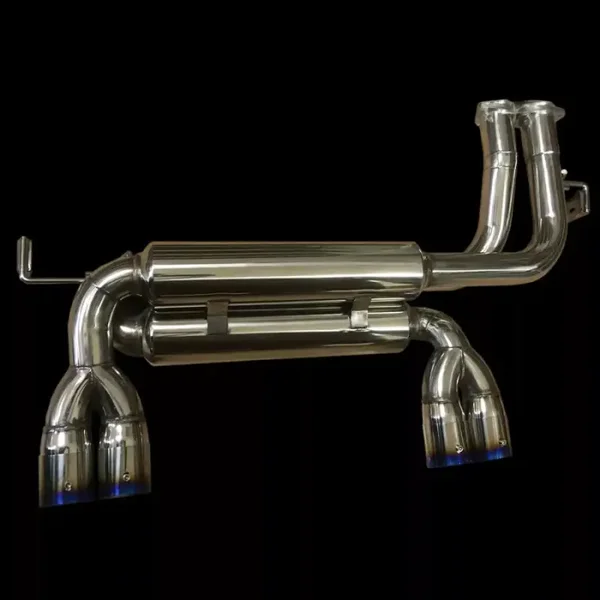 RVS SPORT DEMPER MET TITANIUM BLAUWE EINDTIPS BMW E46 M3 3.2L S54B32 2001+