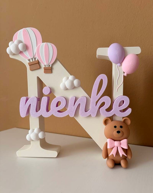 Naamletter - beer met ballonnen