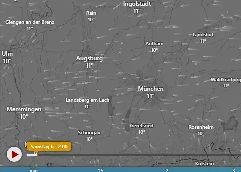 Afbeelding van Regen- und Gewitterkarte München