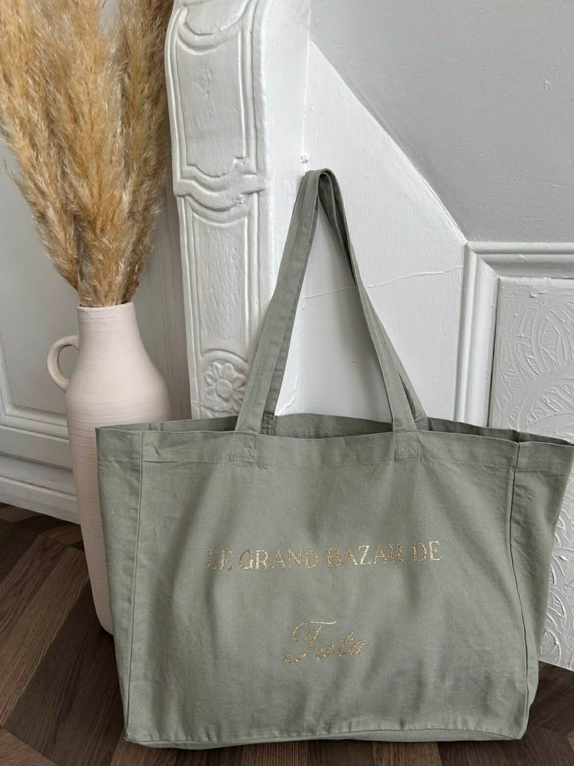 Cabas en coton ( Argile verte lavée )