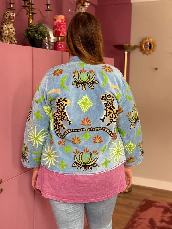 Velvet embroidery jacket Leopard