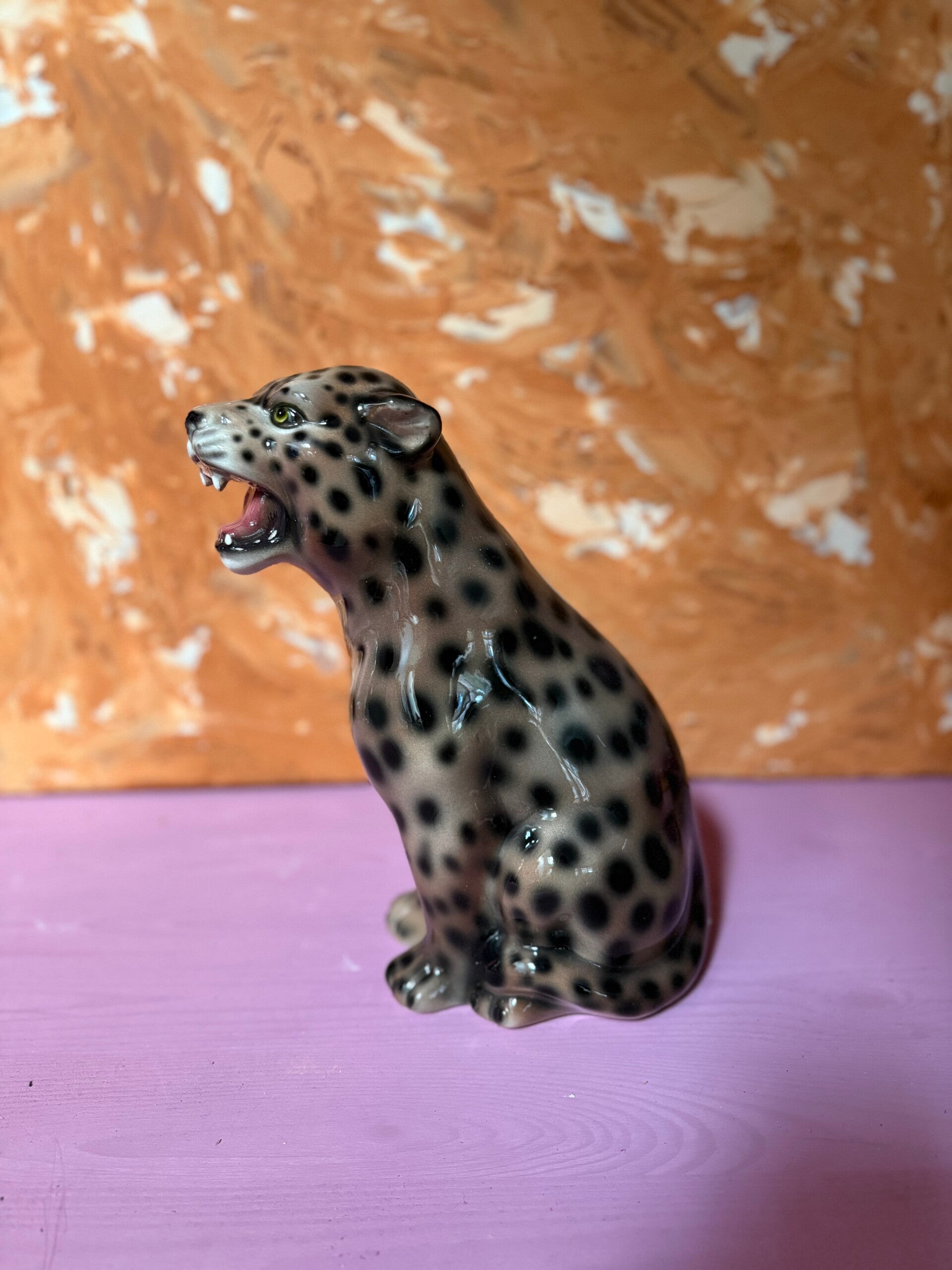 Leopard ceramic statue medium