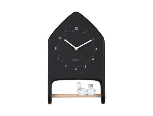 Karlsson Love Birds Wandklok |  Zwart