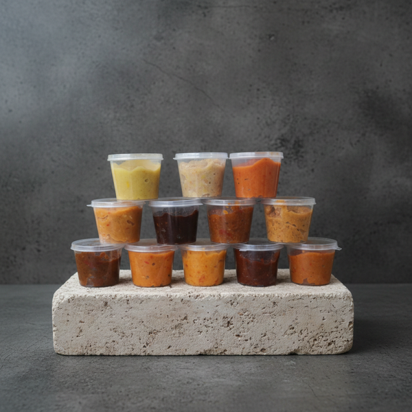 Samballard proefpakket van onze 12 smaken inclusief een potje sambal naar keuze