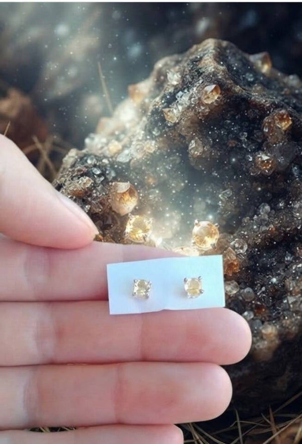 Boucles d'oreilles "Les Éclats d'Astre" – Citrine et Argent 925
