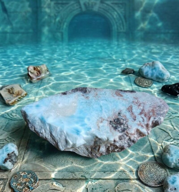 Larimar Brut de République Dominicaine – Pierre de l'Atlantide (48g / 7cm)