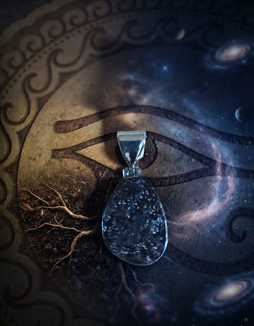 Pendentif Tektite naturelle et Bélière en Argent 925 - 33 mm