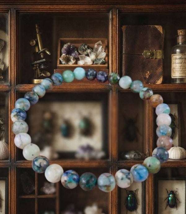 Bracelet Relique des Royaumes Oubliés (Turquoise & Azurite, 6 mm)