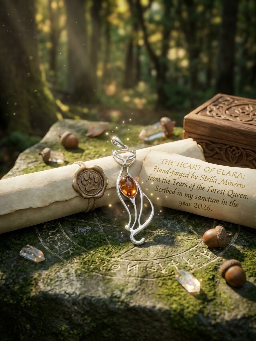 L’Amulette Féline en Ambre de la Baltique et Argent 925