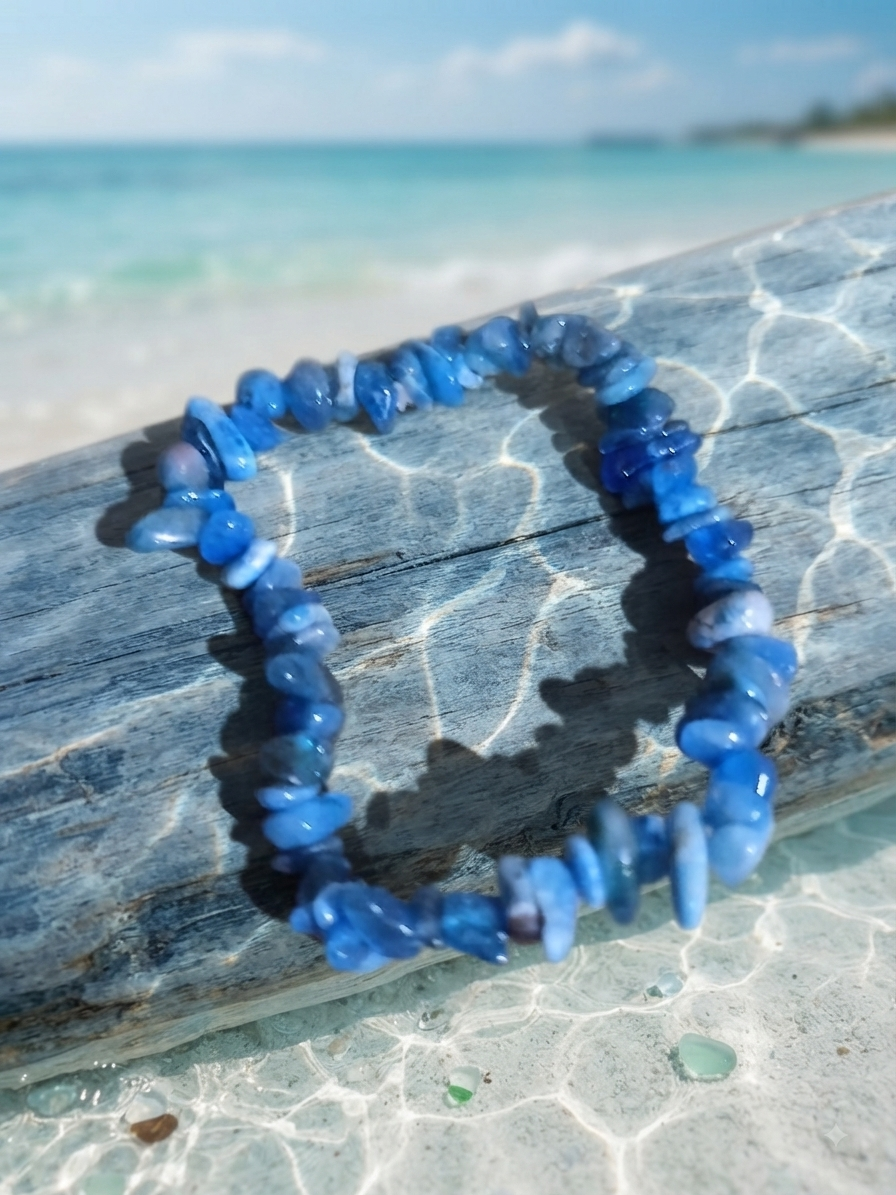 Bracelet "Écho des Abysses" – Apatite Bleue Naturelle