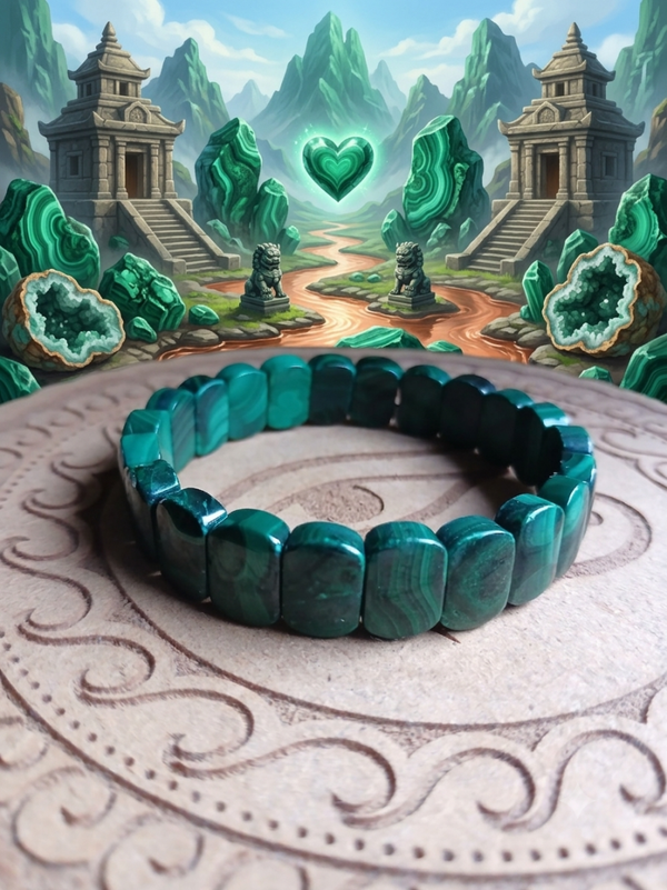 Bracelet en Malachite naturelle du Congo – Talisman de Renouveau