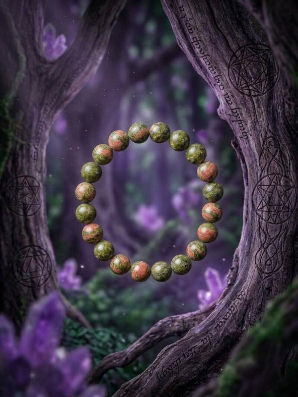 Bracelet en Unakite Naturelle (Perles 8 mm) – L'Étreinte d'Éléria | Équilibre, Cœur & Renaissance | Stella Minéria